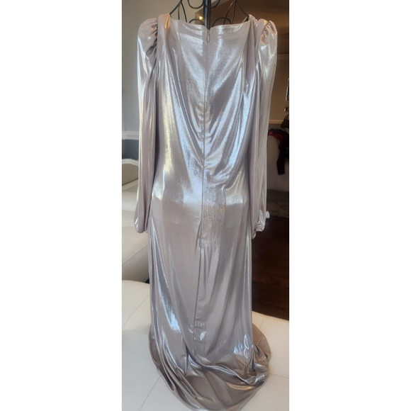 Alex Evenings Shimmering Gold Asymmetrical Dress - Picture 4 of 4